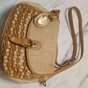 Tan and Brown Woven Shoulder Bag